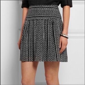Madewell Sz 8 100% Silk Mini Skirt Skyline Tribal Print lined black white